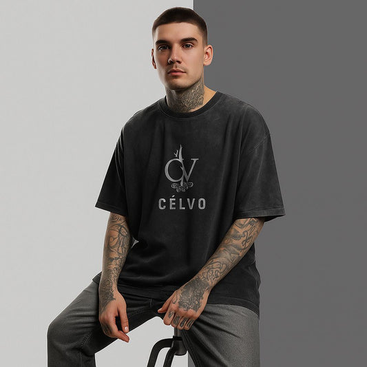 CÉLVO Oversize Premium T-Shirt – Unisex, Siyah, Minimal Logo